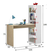 Caden Oak and White Study Desk with Bookcase- 0F8314A