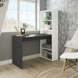 Caden White and Grey Effect Computer Desk Table with Bookcase - 0Z8314A