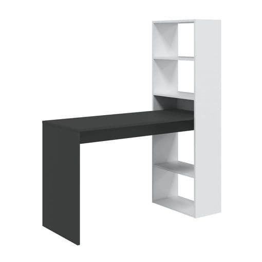 Caden White and Grey Effect Computer Desk Table with Bookcase - 0Z8314A