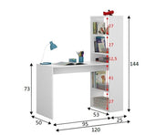 Bronya White Computer Desk Workstation with Bookcase- 008314A