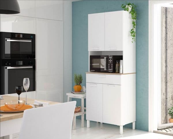 Alex Tall Utility Room Kitchen Pantry Cupboard with Microwave Storage Section- 0F9940A