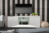 Simone Large White Gloss Tall TV Cabinet with LED Lights for TV up to 70 inch- 11009410