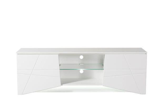 Simone Large White Gloss Tall TV Cabinet with LED Lights for TV up to 70 inch- 11009410