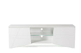 Simone Large White Gloss Tall TV Cabinet with LED Lights for TV up to 70 inch- 11009410