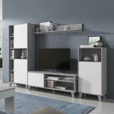 Archer White And Concrete Grey Effect Large TV Entertainment Wall Unit Cabinet- 016686L