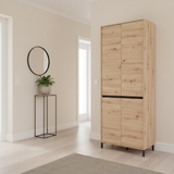 Flaneur Oak Effect 4 Door 40 Pair Tall Large Shoe Cabinet Cupboard - 11014080