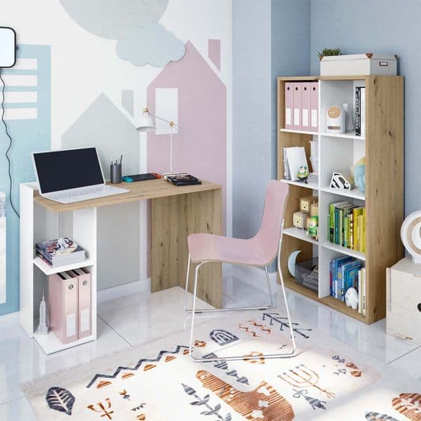 Lana Artic White and Oak Short Bookshelf Unit - 015419w