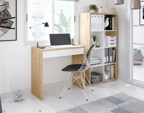 Lana Artic White and Oak Short Bookshelf Unit - 015419w
