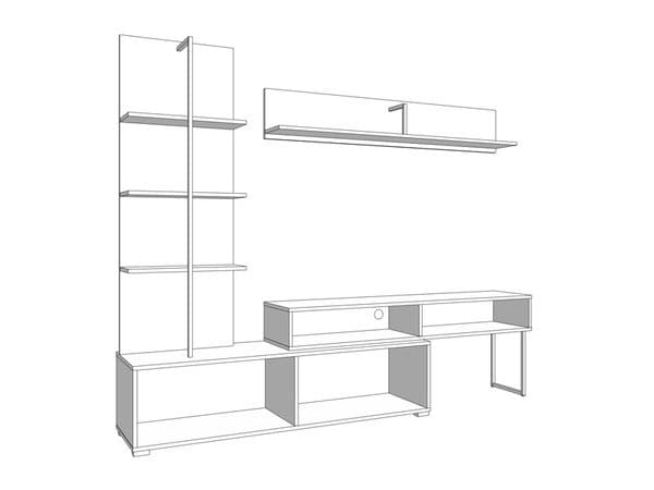 Zafora Artisan Oak Effect And Black Entertaiment Center Wall TV Cabinet - 11011202