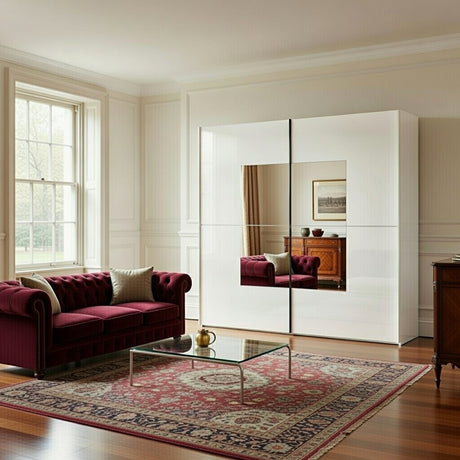 Florida White Large 219cm Mirrored Sliding Door Wardrobe - 8XIKA202