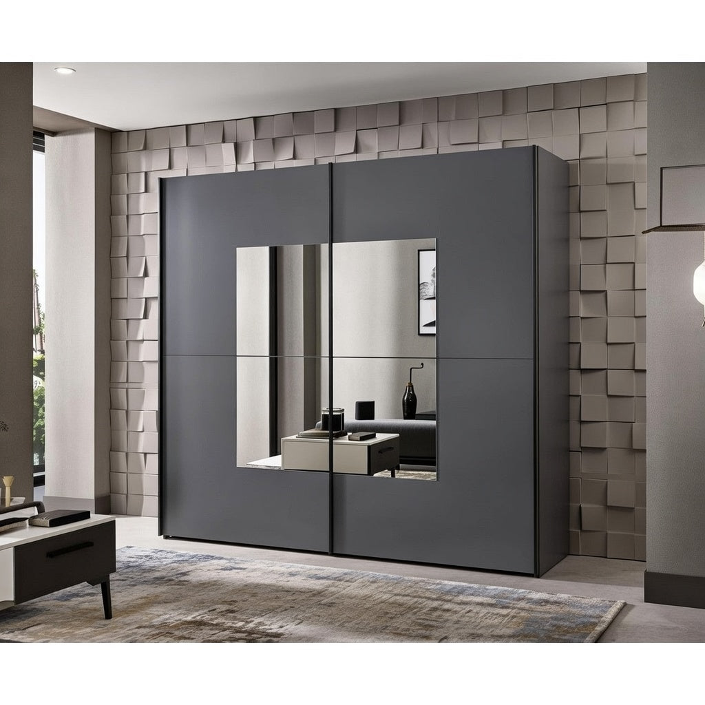 Florida Grey Large 219cm Mirrored Sliding Door Wardrobe - 8XGGA102