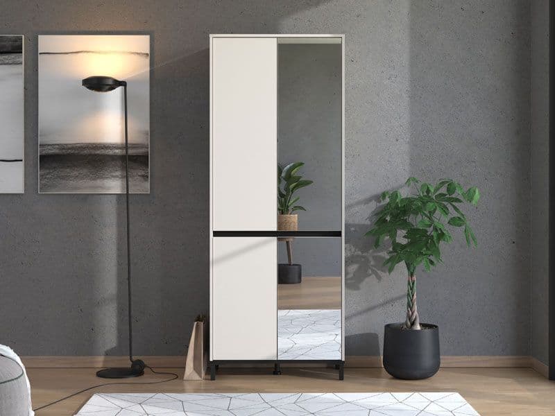Flaneur Cashmere 4 Door Half Mirrored 40 Pair Large Tall Shoe Cabinet Cupboard - 11014081