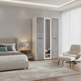 Varadero Modern 3-Door Wardrobe with Concrete and White Finish - 11011616