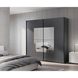 Florida Grey Large 219cm Mirrored Sliding Door Wardrobe - 8XGGA102
