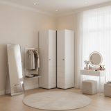 Nevaris White Narrow 2 Door Space-Saving Corner Wardrobe 11014892