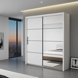 Inoxa White Large 200cm Mirrored Sliding Door Wardrobe - 8XRU4420