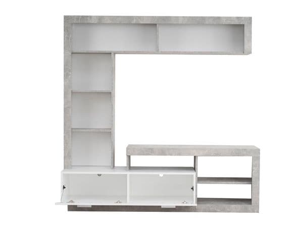 Kensington Concrete Grey Effect And White Entertaiment Unit Wall TV Cabinet - 11008763