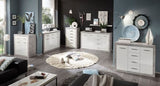 Cementara Concrete Grey and White High Gloss Large Sideboard with Drawers P9BBGS45