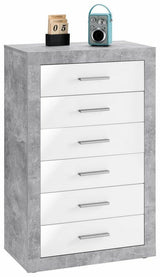 Cementara Concrete Grey and White High Gloss Tallboy Chest of Drawers P9BBGS46