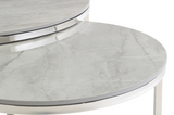 Handsome Round Coffee Table Set in Grey Marble