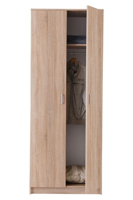 Leo Oak Effect 2 Door Wardrobe with Hanging Rail- 11008711