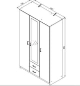 Leo Oak Effect 3 Door 2 Drawer Triple Wardrobe with Mirror - 11008709