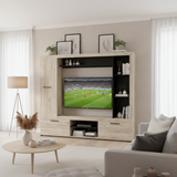 Ferrara Entertaiment Unit Wall TV Cabinet in Grey Oak and Black Wodd Effect -11014757