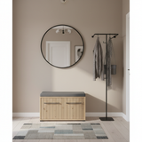 Lantier Slatted Artisan Oak Effect 2 Door Compact Hallway Shoe Storage Bench - 11013432