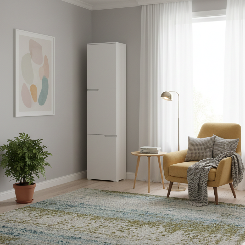 Serene Tall Bookcase with Doors in Glossed White S13