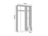 Nevaris White Narrow 3 Door 1 Drawer Space-Saving 117cm Wide Combination Wardrobe - 11014950