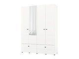Nevaris White Narrow 4 Door 2 Drawer Space-Saving 155cm Wide Combination Wardrobe - 11014883