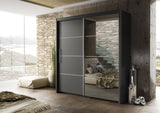 Inoxa Grey Large 200cm Mirrored Sliding Door Wardrobe - 8XLG4420
