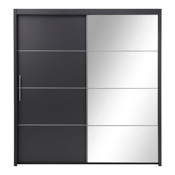 Inoxa Grey Large 200cm Mirrored Sliding Door Wardrobe - 8XLG4420