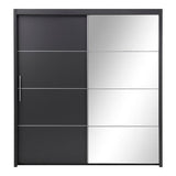 Inoxa Grey Large 200cm Mirrored Sliding Door Wardrobe - 8XLG4420