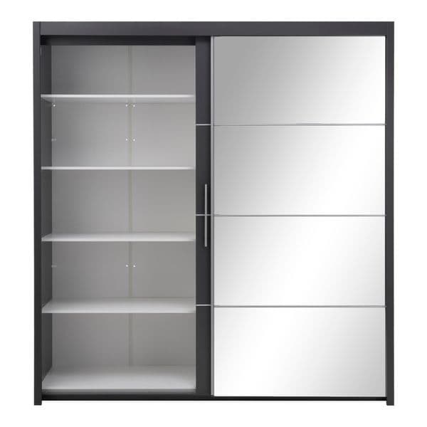 Inoxa Grey Large 200cm Mirrored Sliding Door Wardrobe - 8XLG4420