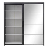 Inoxa Grey Large 200cm Mirrored Sliding Door Wardrobe - 8XLG4420