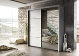 Inoxa White Large 200cm Mirrored Sliding Door Wardrobe - 8XRU4420