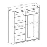 Inoxa White Large 200cm Mirrored Sliding Door Wardrobe - 8XRU4420