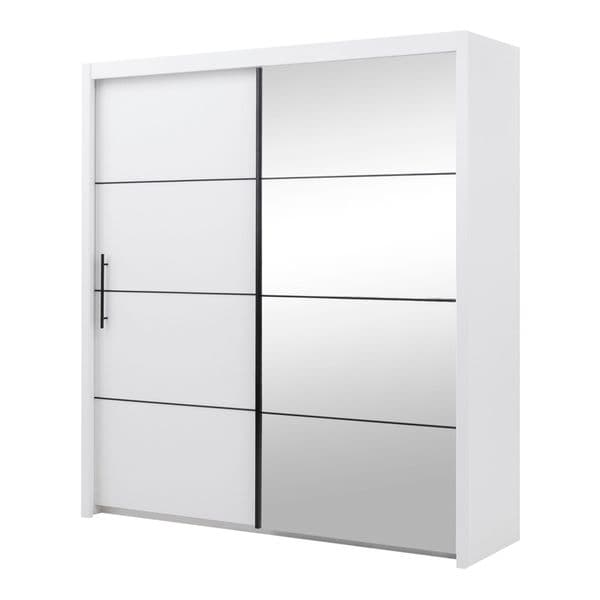 Inoxa White Large 200cm Mirrored Sliding Door Wardrobe - 8XRU4420