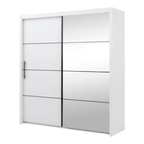 Inoxa White Large 200cm Mirrored Sliding Door Wardrobe - 8XRU4420