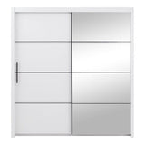 Inoxa White Large 200cm Mirrored Sliding Door Wardrobe - 8XRU4420