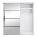 Inoxa White Large 200cm Mirrored Sliding Door Wardrobe - 8XRU4420