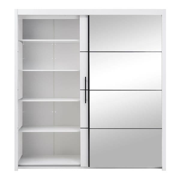 Inoxa White Large 200cm Mirrored Sliding Door Wardrobe - 8XRU4420