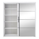 Inoxa White Large 200cm Mirrored Sliding Door Wardrobe - 8XRU4420