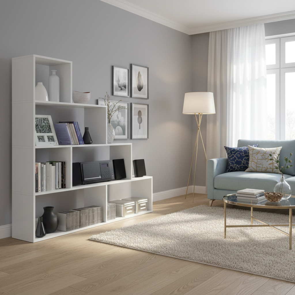Vanneese White Step Bookcase Bookshelf- 002255BO