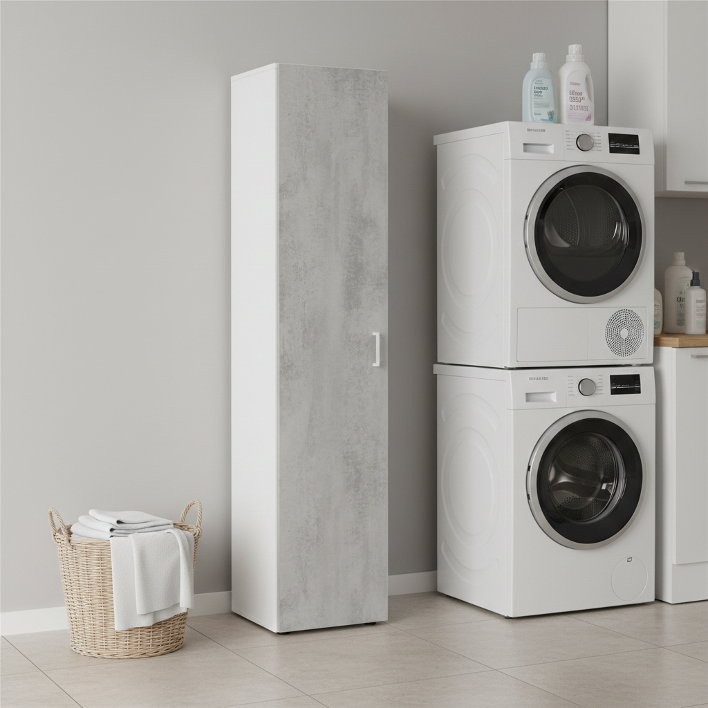 Freno Grey & White Multi Narrow 1 Door Universal Utility Storage Cupboard -0L7151A