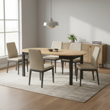 Laurent Black And Oak Effect Round Extending Dining Table - SZY-INDS2