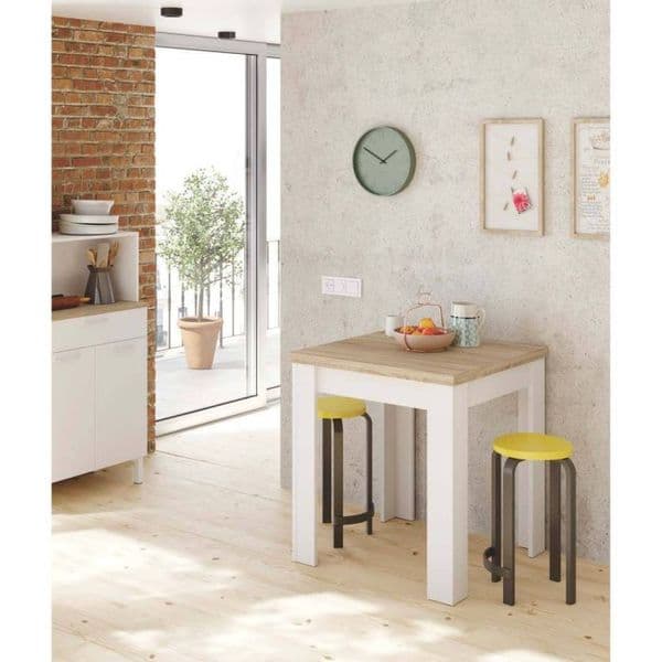 Grandeur White And Light Oak Effect Small Extending Dining Table- 0F4589A