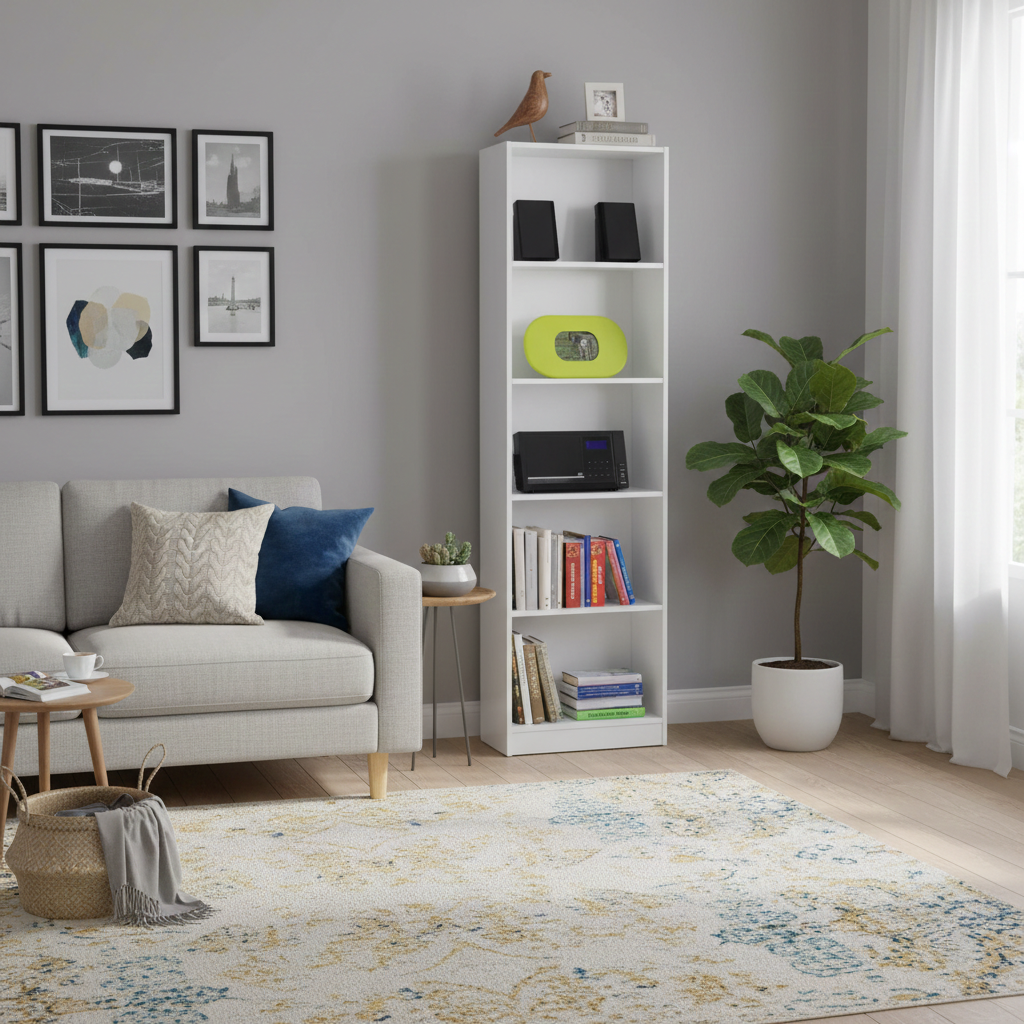 Dray Artic White Tall Bookcase Bookself- 005422BO
