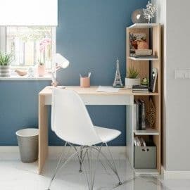 Kazia Artic White and Oak Modern Office Storage Desk with Bookcase Stand - 0F8318A